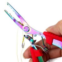 Alicates de pesca de acero inoxidable, alicates de Boca de pescado curvados antideslizantes, corte de línea de gancho con mango de goma - details 8