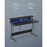 Mesa de Juegos con Luces LED y Enchufes Tamaño 60 x 120 x 76cm Elegancia Rústica Marrón - details 35