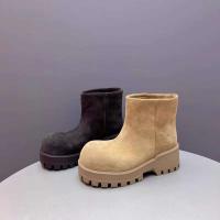 Xinziyu Botas de mujer con plataforma alta y cabeza grande de ante marrón con parte inferior gruesa para invierno - details 2