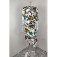 Moda femenina europea y americana2024Vestido de otoño nuevo elegante vestido impresovVestido ajustado con cintura anudada - details 0