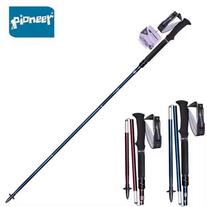 Palos de Senderismo PIONEER 2pcs Ultra Ligeros y Plegables para Trekking Nórdico en Aluminio Carbono y Tungsteno - 1