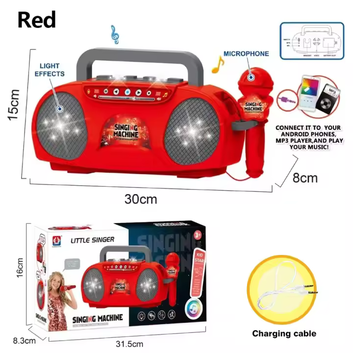 Máquina de Karaoke con micrófono, instrumento musical, juguetes para niños con luz, juguete educativo de viaje para interiores y exteriores, regalos para niños y niñas - 1