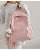Mochilas simples y versátilesMochila para estudiantes de secundaria Mochila para estudiantes universitarios de gran capacidad Mochila de color sólido de estilo coreano - details 1