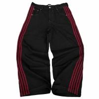 Pantalones Vaqueros de Cintura Alta con Rayas Bordadas Vintage Estilo Hip Hop Callejero para Hombres y Mujeres Pantalones Informales Holgados de Pierna Ancha - details 7