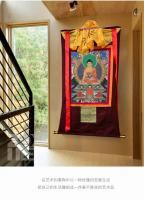 Sakyamuni Thangka sala de estar entrada Nepal bordado pintado a mano estilo Xizang retrato de secta tántrica cuadro de pared - details 9