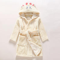 Albornoz de dibujos animados para niños, pijamas de franela de manga larga con capucha, ropa de casa para bebés - details 2