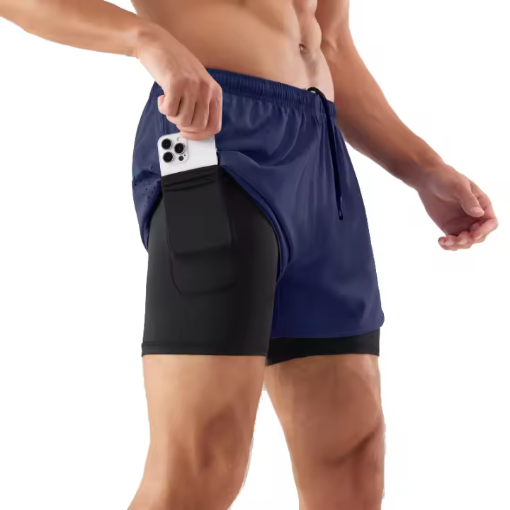 Pantalones Deportivos de Spandex Poliéster 2 en 1 para Correr Rápido y Almacenar el Teléfono - 1