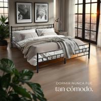 Cama de Boda de Acero Robusto Estructura de Acero con Somier de Láminas de Madera - details 1