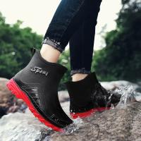 Botas de lluvia para hombre, botas desnudas a la moda, zapatos antideslizantes para trabajo de Chef, zapatos de pesca de goma impermeables y duraderos, zapatillas de deporte para hombre 2023 - details 20