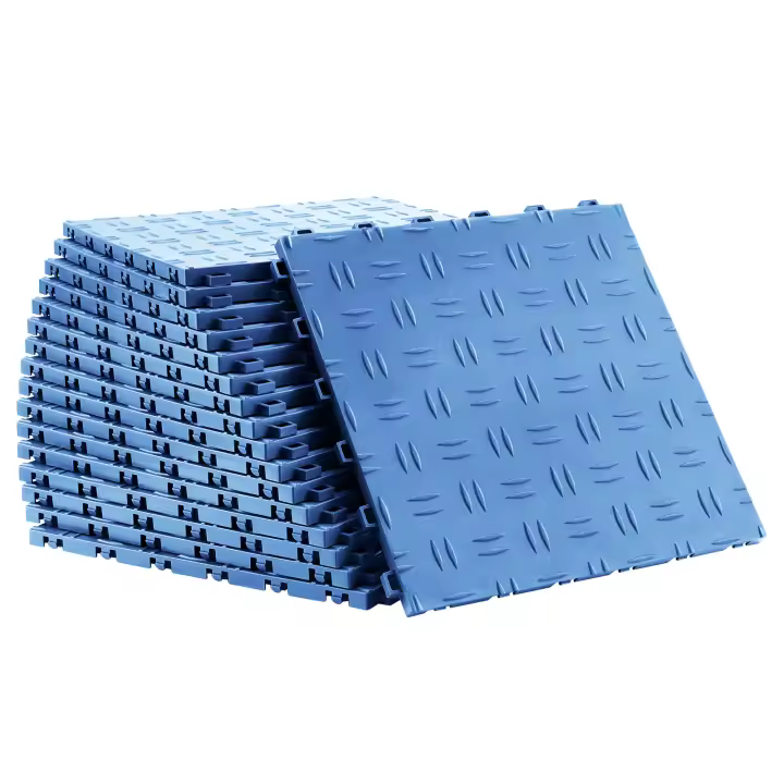 SucceBuy Baldosas de piso de garaje entrelazadas de 12.0 x 12.0 x 0.53 pulgadas, paquete de 25 antideslizantes de doble cara, pisos para garajes, sótanos, talleres de reparación, azul - 1