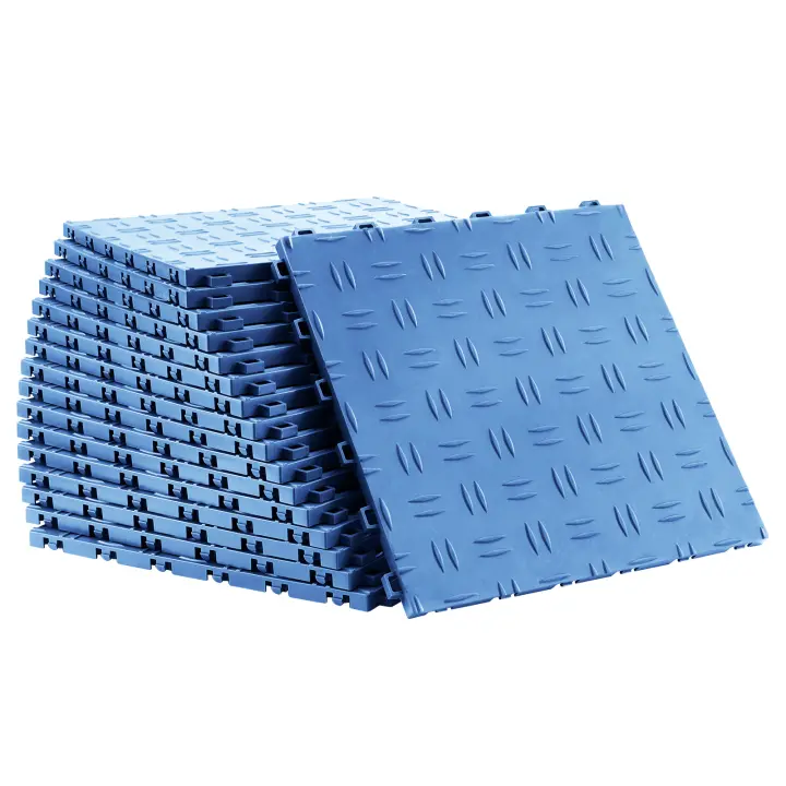 SucceBuy Baldosas de piso de garaje entrelazadas de 12.0 x 12.0 x 0.53 pulgadas, paquete de 25 antideslizantes de doble cara, pisos para garajes, sótanos, talleres de reparación, azul - 1