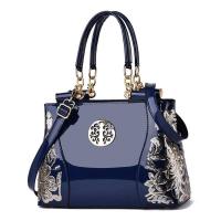 Bolso retro de gran capacidad de cuero brillante bordado de doble cara para mujer, bandolera de hombro atmosférica, mochila de lujo de alta gama - details 1