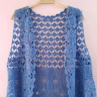 Cárdigan sin mangas de ganchillo elegante para mujer, chaleco de punto abierto Retro para vestido de verano, abrigo suelto de Color sólido - details 1