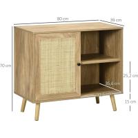 Mueble Auxiliar de Cocina Buffet de Salón con Puerta de Ratán y 2 Estantes de Almacenamiento - details 2