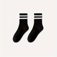 3 pares de calcetines de tobillo medio de colores mixtos - JS - Negro y blanco con 2 rayas - details 3