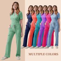 Uniforme médico para mujer, conjunto exfoliante de enfermera, Top con bolsillo y pantalones, traje de 2 piezas, ropa para quirófano de enfermería, Ropa de Trabajo para salón de belleza - details 1