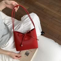 Bolso de cubo con lazo coreano para mujer, bolso de ocio Y2k con lazo para axila, bolso de hombro dulce de cuero Pu - details 14