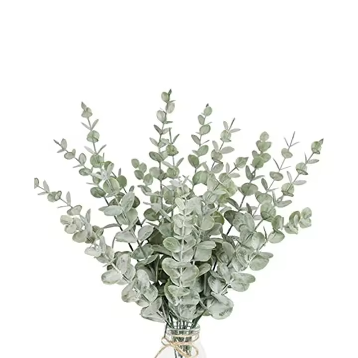 Tallos artificiales de eucalipto, ramas de hojas de tacto verde y gris verdadero, 18 piezas - 1