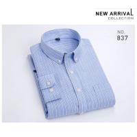 Camisa de manga larga para hombre, camisa de vestir Oxford a rayas, camisas informales ajustadas de alta calidad para hombre, ropa de marca - details 1