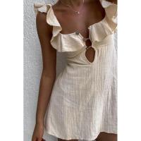 BUNO-Vestido corto retro de verano para mujer, minivestido sexy con volantes y tirantes, ahuecado, 2025 - details 6