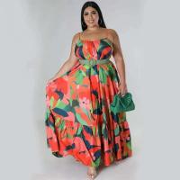 Vestidos de talla grande 5XL 4XL para mujer, batas con volantes en cascada, vestido holgado informal de estilo callejero con estampado de verano y otoño, vestido Maxi de talla grande - details 2