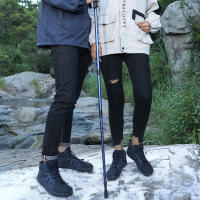 Botas de nieve de invierno para mujer, botines forrados de piel cálida sin cordones, Botas de senderismo descalzas, botines de caja de punta ancha - details 1