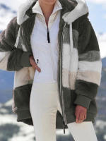 Chaqueta de invierno para mujer, sudadera con capucha de talla grande, cálida, de felpa, con relleno de bolsillo con cremallera, chaqueta holgada - details 3