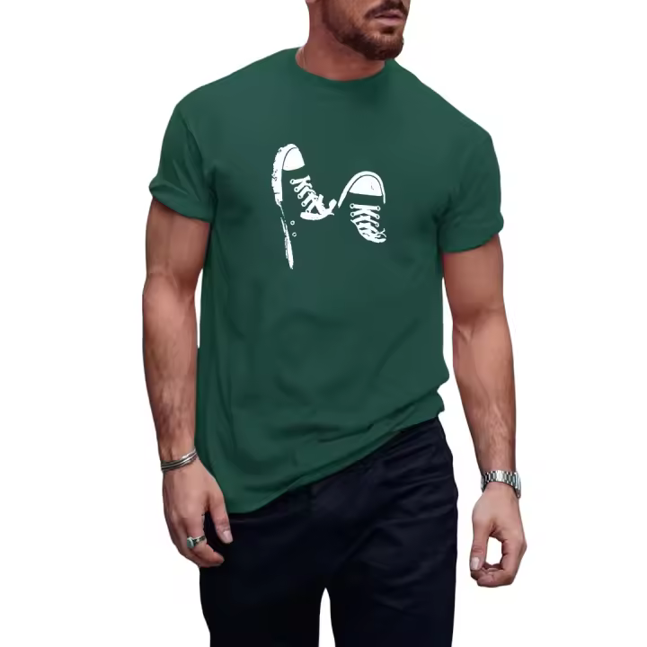 Camiseta Casual para Hombre 100% Algodón Estampado de Zapatillas Retro Transpirable, Lavable - 1