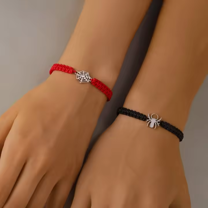 Pulsera de Cuerda Trenzada Hecha a Mano de Araña Romántica Pulsera Ajustable de Tejido Sencillo para Mujeres y Hombres Regalo de Joyería Estético para Parejas - 1