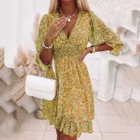 Vestido con estampado ral para mujer, cuello en V, manga A e, jersey para mujer, vestidos cortos de fiesta bohemios de verano - details 3