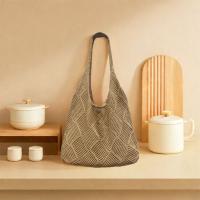 Bolso de mano tejido de punto con huecos para niña, bolso de playa informal de gran capacidad, bolso de compras de Color sólido a la moda para verano - details 3