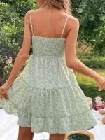 Vestido de verano de hada floral francesa con abanico de hoja de loto altamente sensual - details 2