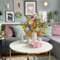 4 PAQUETES DE FLORES DE MARIANA ARTIFICIALES DE SRILLA, Seda falsa Verano Verano colorido flores silvestres Ramo para el hogar Florero de mesa de interior Decoración de la fiesta de bodas - details 1