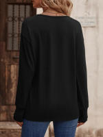 Camiseta holgada de manga larga con cuello en V para mujer, Tops blancos informales, jersey de oficina, otoño e invierno, nuevo - details 14