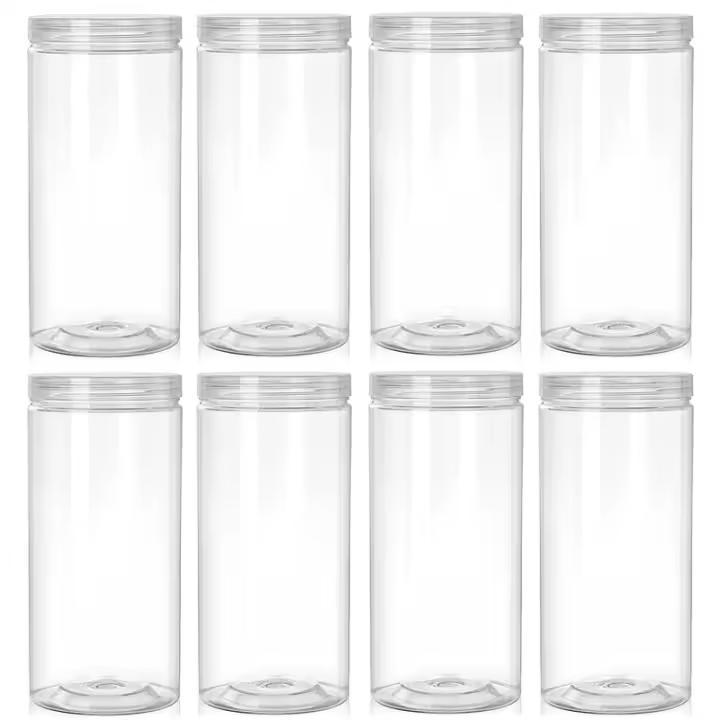 Tarro de almacenamiento transparente de 8 piezas, frascos sellados de plástico para dulces, frutas secas, condimentos, miel, contenedores de cosméticos vacíos, organizadores de cocina - 1