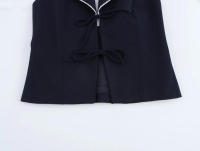 TRAFZA, camisetas sin mangas con espalda descubierta estilo callejero de verano para mujer, azul marino, cuello vuelto, sin mangas, lazo con cordones, chalecos de moda para mujer - details 8
