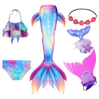 Traje de baño de cola de sirena con monoaleta para niña, vestido de princesa, Bikini, traje de baño para nadar - details 19