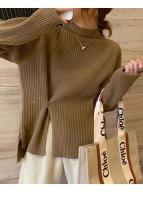 Suéter Elegante para Mujer 2025 Cuello Alto, Estilo Informal, Otoño-Invierno, Botón de Horquilla Dividido, Top de Punto Ajustado, Suaves - details 1