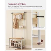 3 en 1 Estructura Acero para Pasillo 32 x 70 x 177 cm Estilo Morno Roble y Crema HSR041W09 - details 1