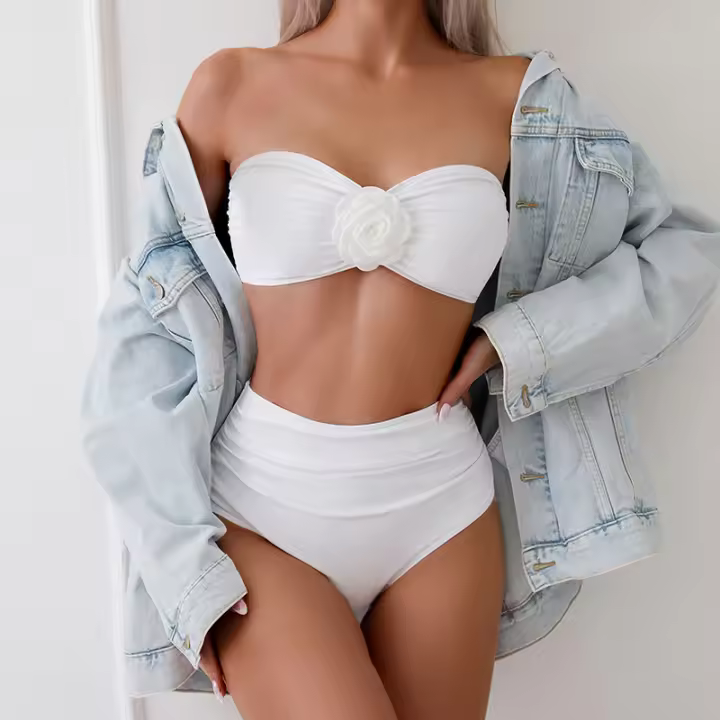 Top de bikini de verano para mujer, traje de baño sexy de cintura alta, DL432 - 1