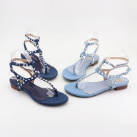 Nuevos zapatos planos de mezclilla con tachuelas para mujer - details 1