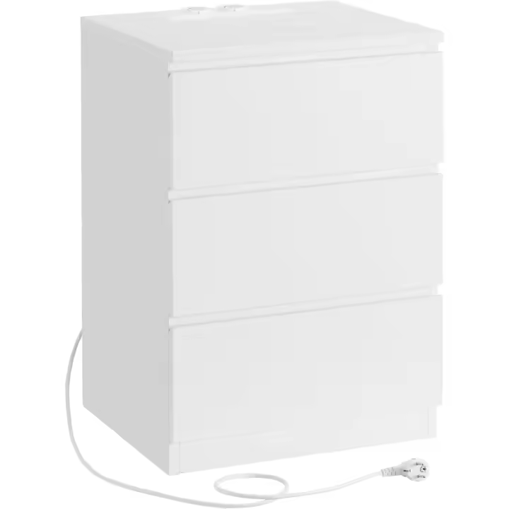Mesita de Noche Moderna Blanca Nube LET631W14 Estación de Carga, Mesa Auxiliar con 3 Cajones, 2 Tomas AC, 2 Puertos USB - 1