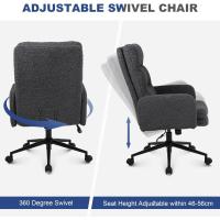 Silla Oficina de Respaldo Alto, Cómoda Silla Tocador con Altura Ajustable, Sillas Ordenador para Hogar y Dormitorio, Crema - details 14
