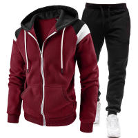 Traje de Sudadera con capucha para hombre, cárdigan con cremallera, ropa deportiva de empalme de dos piezas, tendencia de moda, Otoño e Invierno - details 5