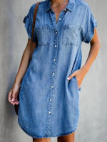 Vestido midi de verano de manga corta informal para mujer - details 1