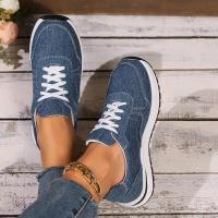 Mujeres de mezclilla azul zapatillas de deporte de fondo grueso,Zapatillas de deporte de moda de fondo grueso con cordones,Zapatillas de deporte cómodas y casuales - details 5