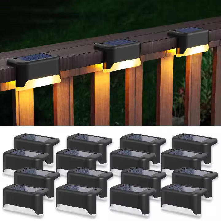 Luces de Deck Solar Paquete de 16, Luces de Mariposa LED Impermeables para Escaleras al Aire Libre - 1