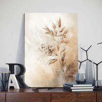 Pósteres impresos artísticos de hojas florales Beige abstractos enmarcados y pintura en lienzo, decoración nórdica minimalista bohemia para sala de estar, dormitorio, pared del hogar - details 4