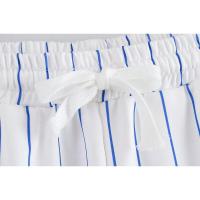 ZOCI- corto de dos piezas de verano para mujer, camiseta a rayas con estampado de letras + pantalones cortos a rayas hasta la rodilla, blusa con cuello en V y una botonadura - details 13