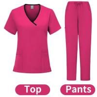 Ropa de trabajo para salón de belleza y enfermera médica, bata clínica, Top + pantalón, Túnica de enfermería para médico de Spa, traje, uniformes quirúrgicos, conjunto exfoliante para mujer - details 2